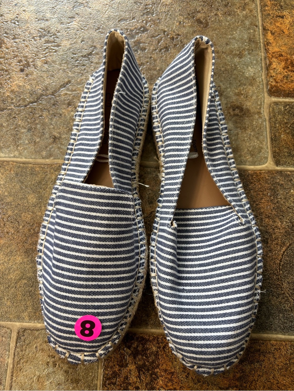 Time and Tru Navy and White Striped Espadrille Flats